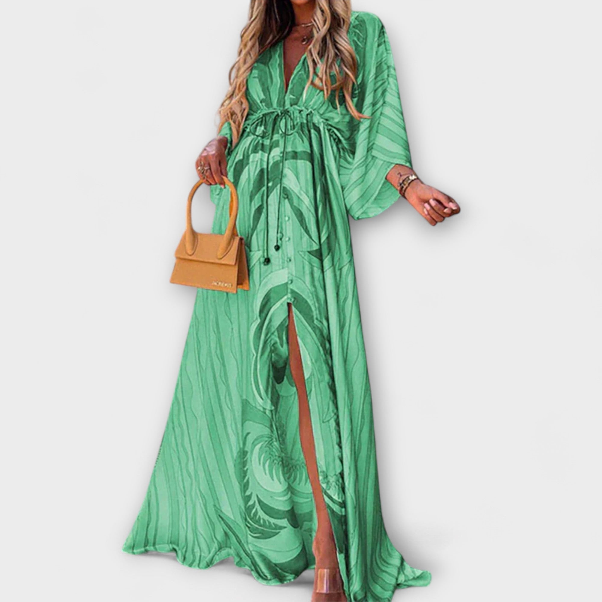 Isla - Buntes Maxikleid mit V-Ausschnitt