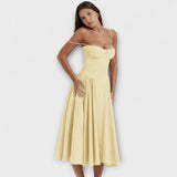 Rosalie - Salbeigrünes ärmelloses Korsettkleid