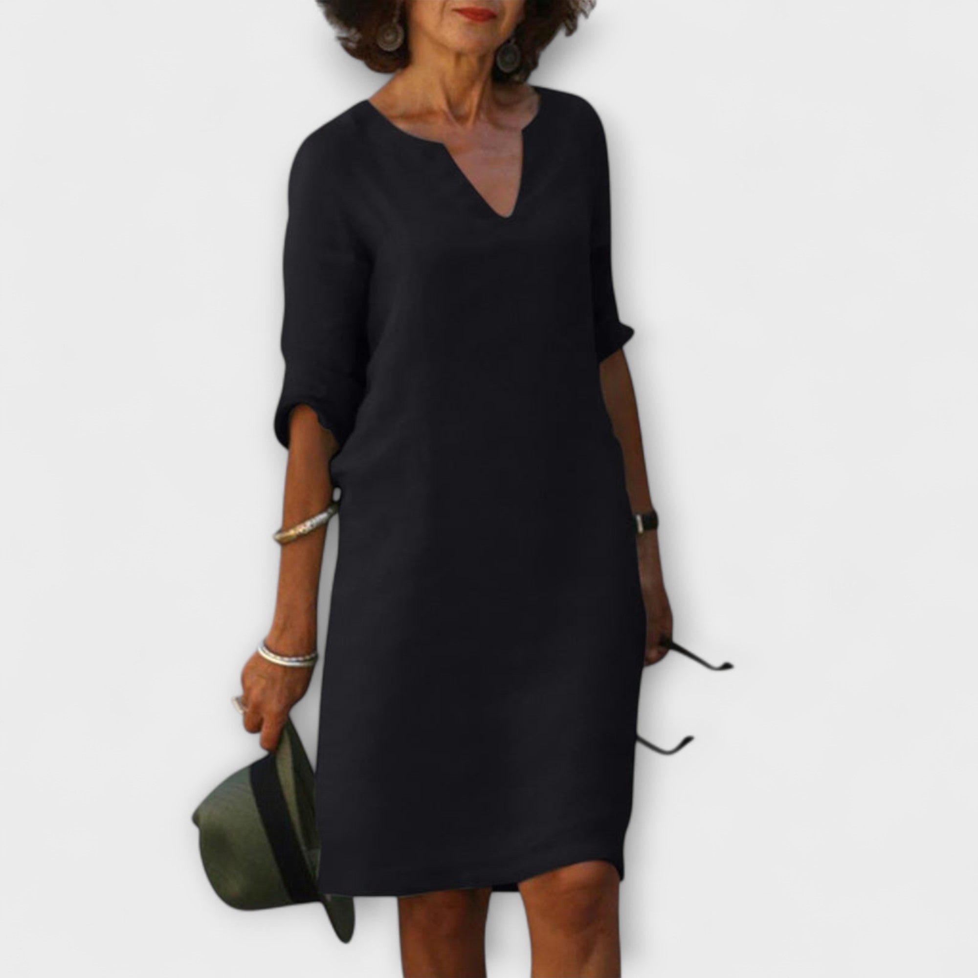 Ellyse - Petrolfarbenes Sommerkleid mit V-Ausschnitt
