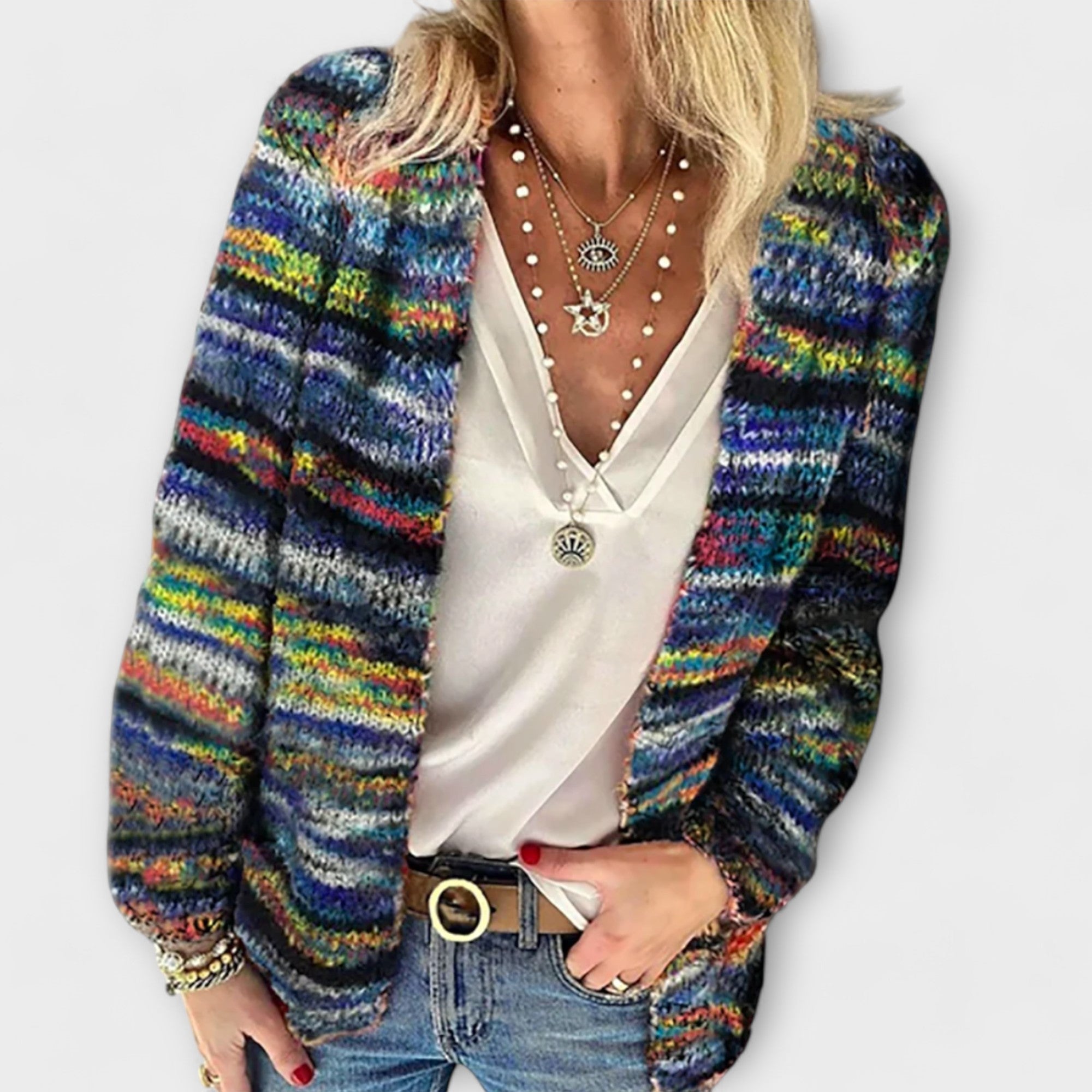 Birgitte - Bunte Strickjacke mit Streifenmuster