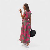 Lila Rosa - Pinkes Boho-Kleid mit Blütenmuster