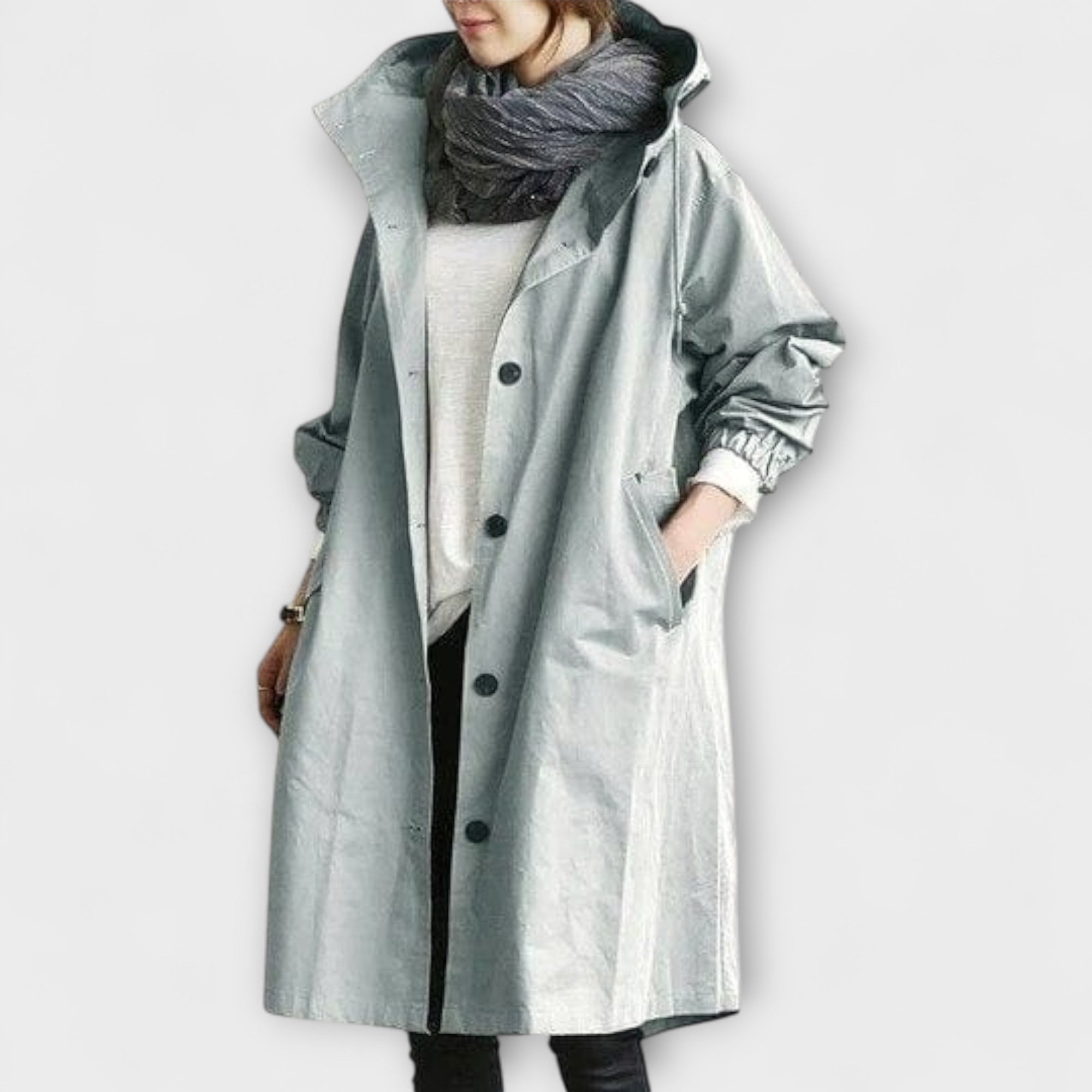 Andréa - Grauer eleganter Trenchcoat