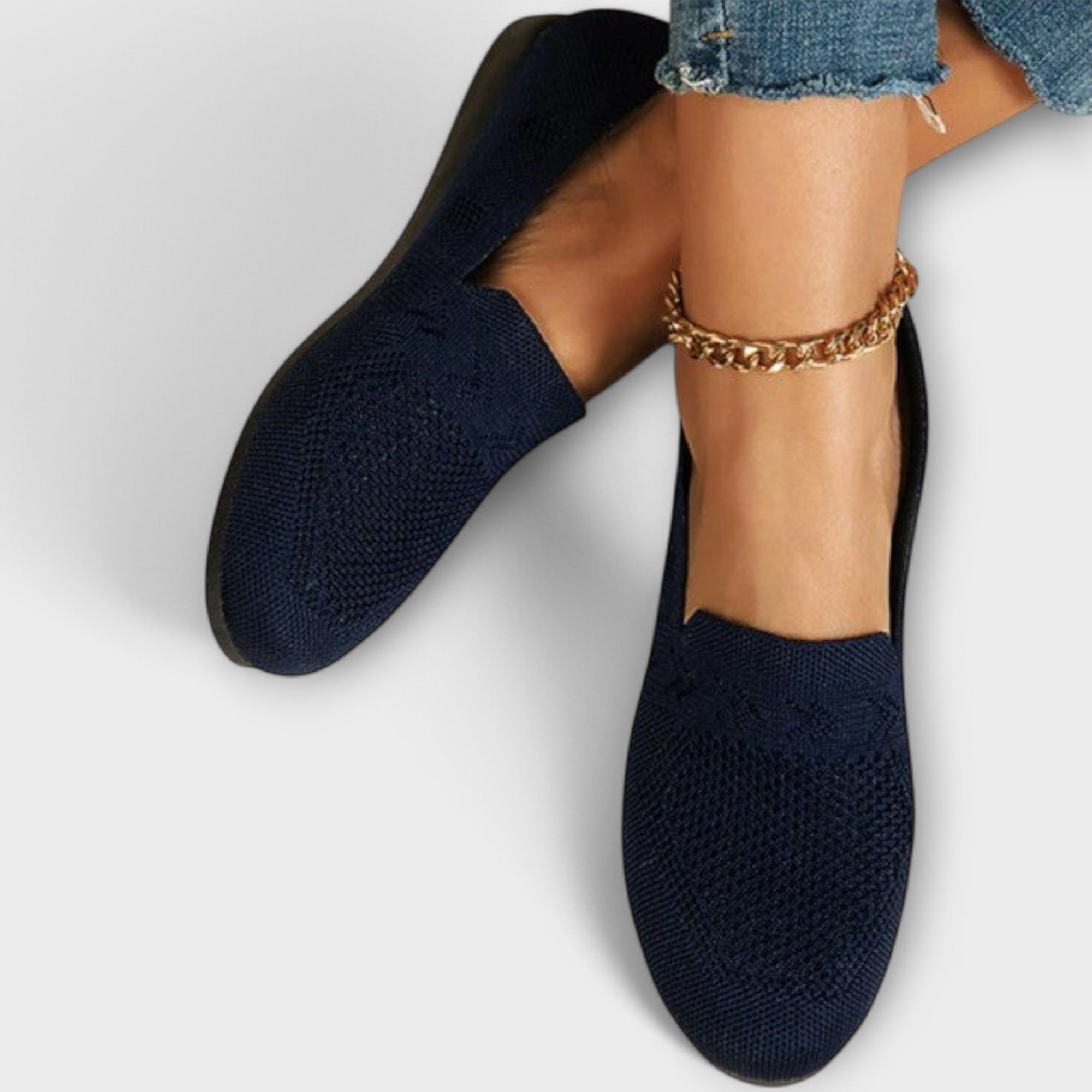 Adelheid - Hellblaue Strick-Loafer