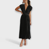 Maria - Altrosa stilvolles Faltenkleid