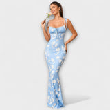 Thalia - Dunkelgrünes Maxikleid mit Blütenmuster
