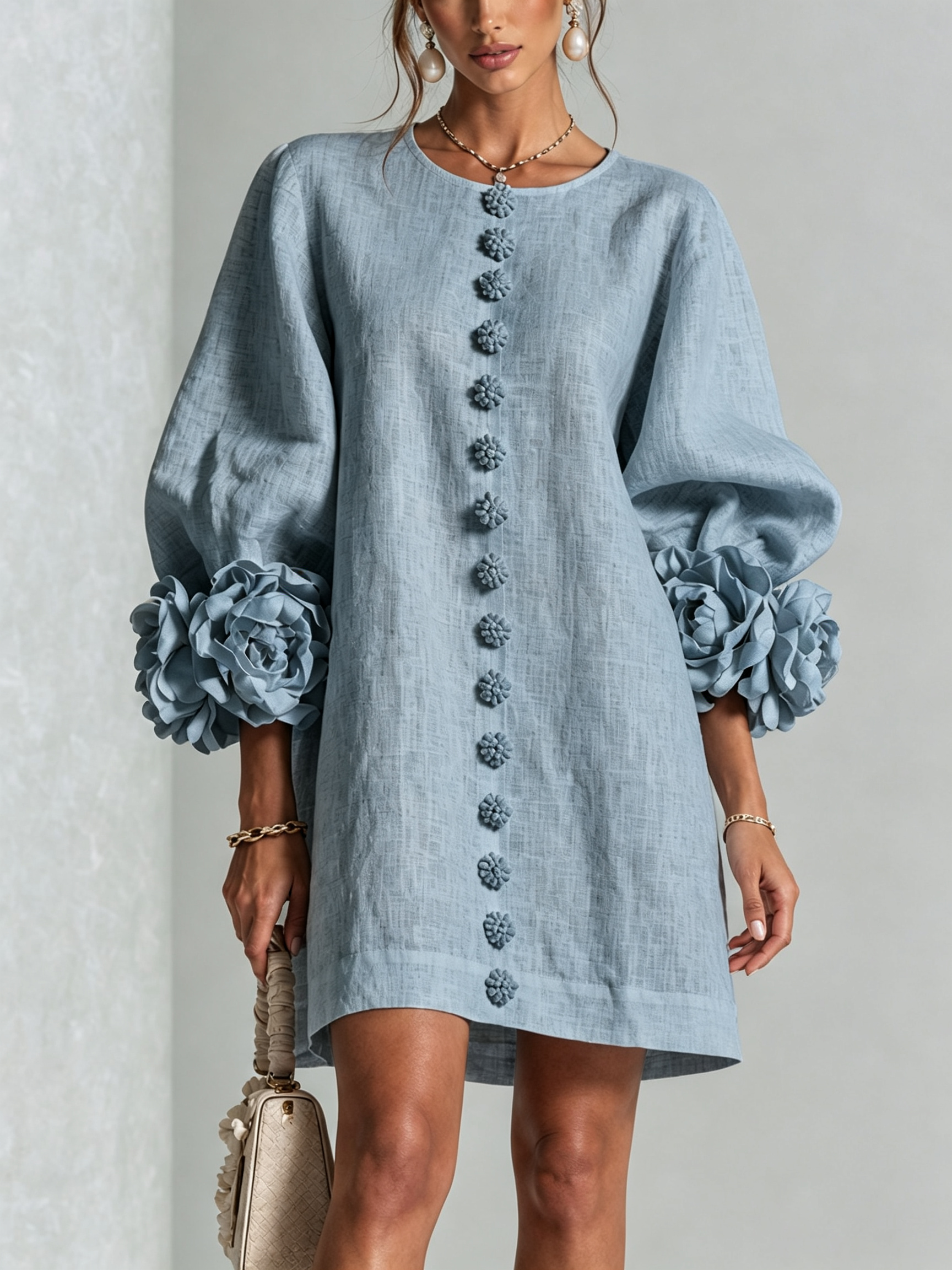 Anita - Elegantes Minikleid mit Rosendetails