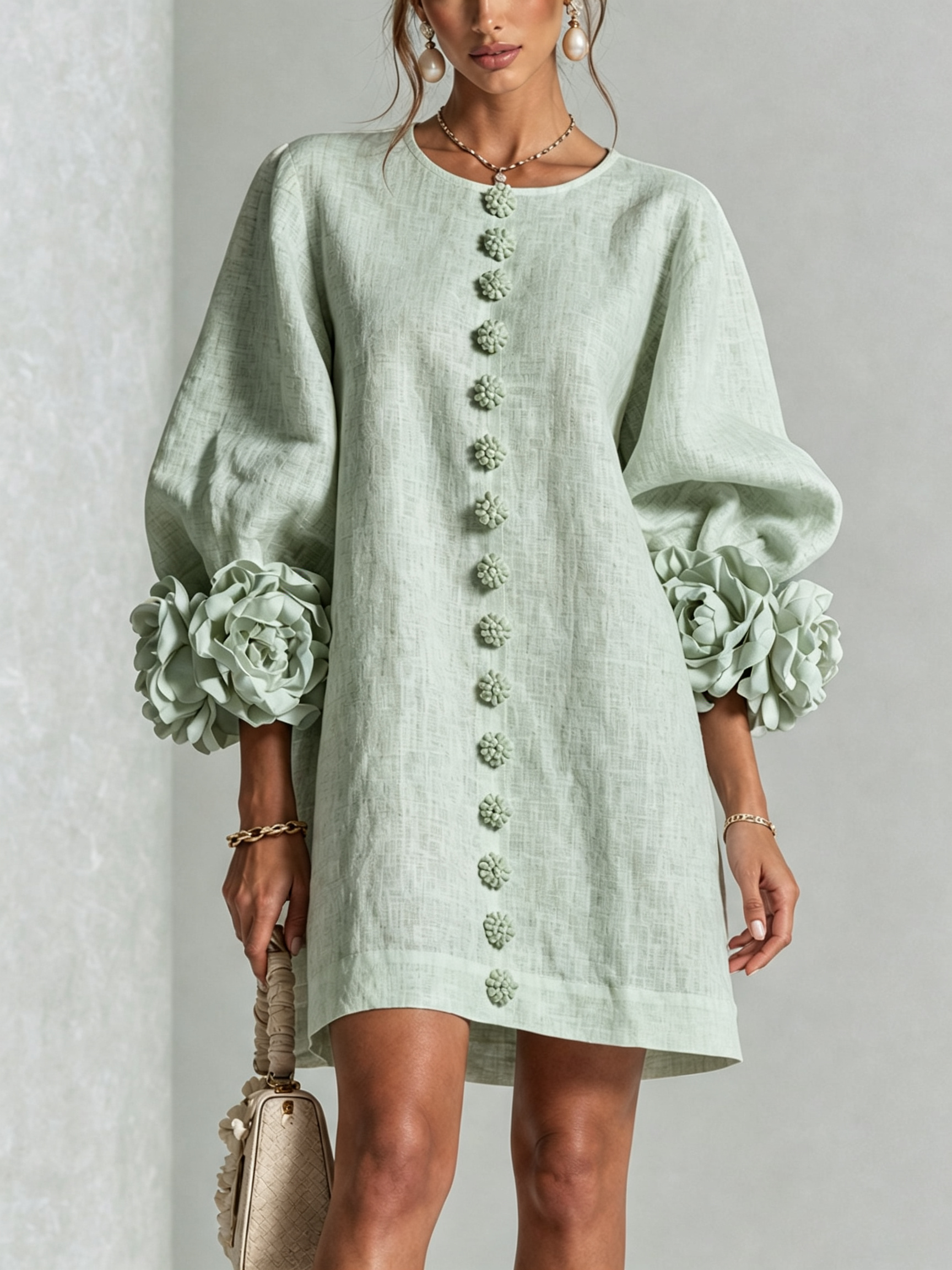 Anita - Elegantes Minikleid mit Rosendetails
