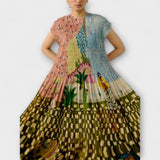 Amara - Plissiertes Maxikleid mit Animal-Print