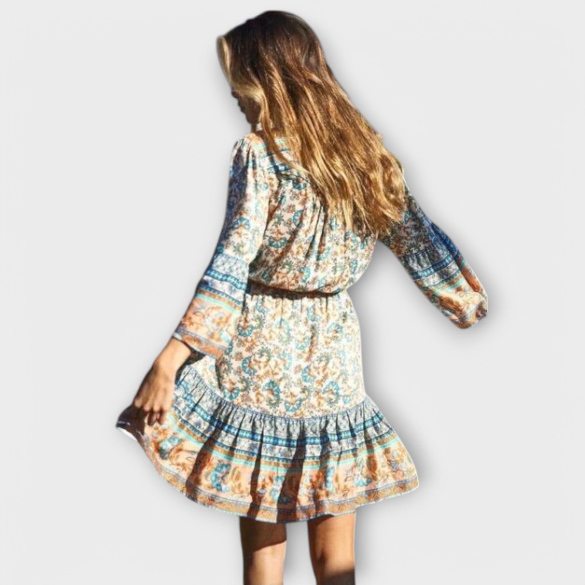 Keitha - Kurzes Boho-Kleid mit buntem Muster