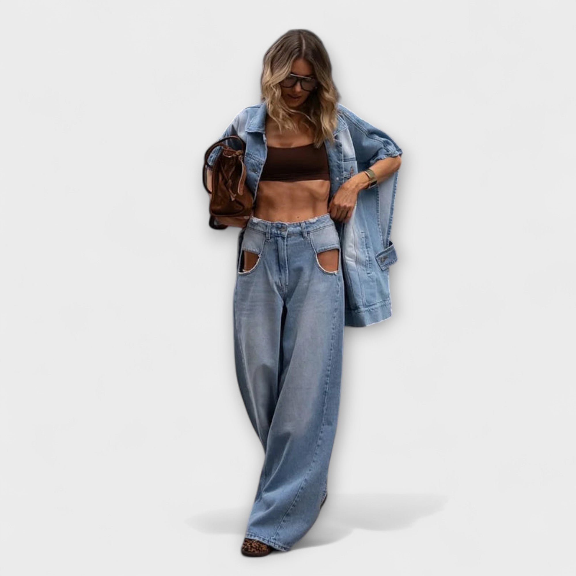 Blair - Blaues Denim-Set mit weiter Hose