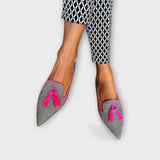 Hildegund - Spitze Slipper im Karo-Muster