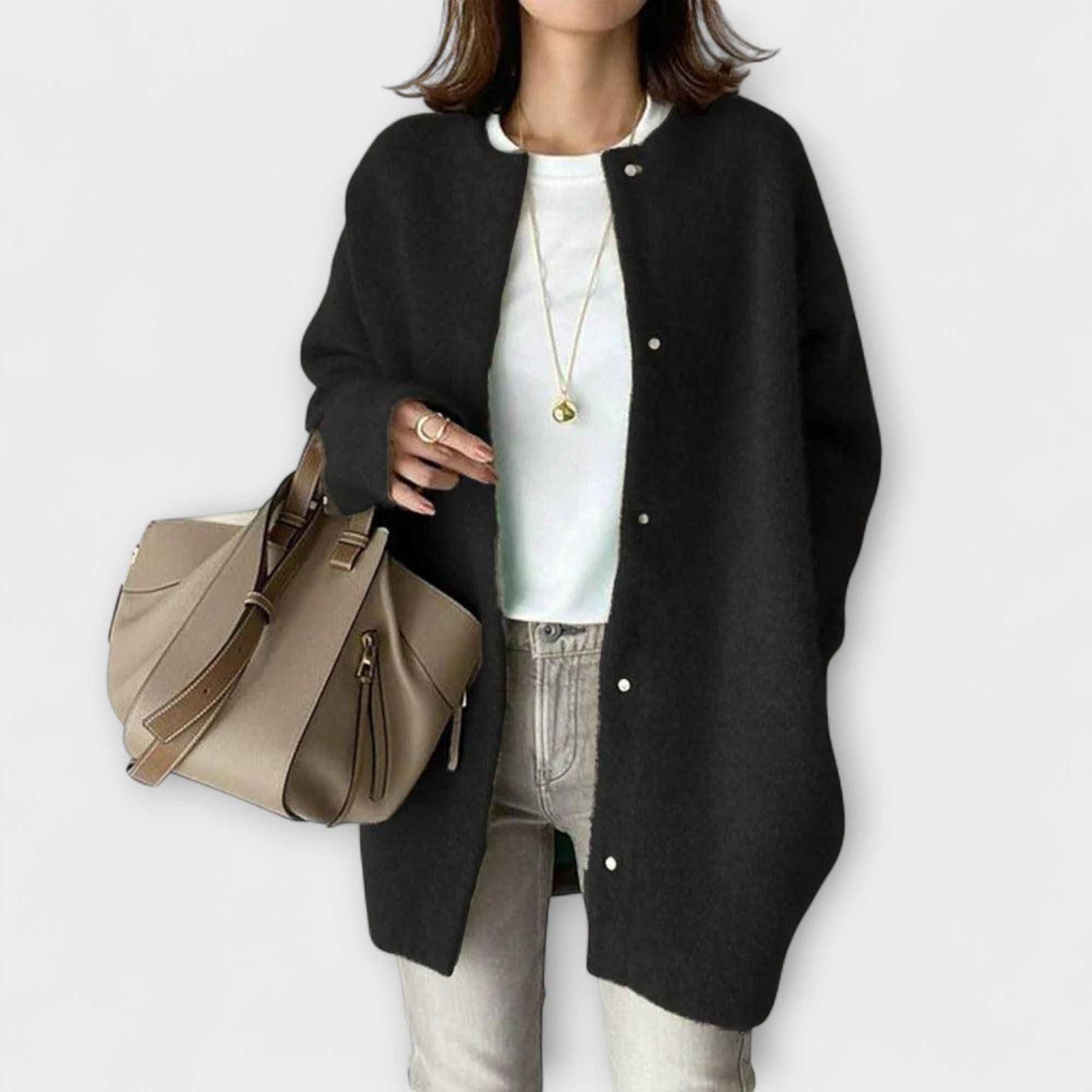 Amy - Beige gemütliche Relaxed-Fit-Jacke