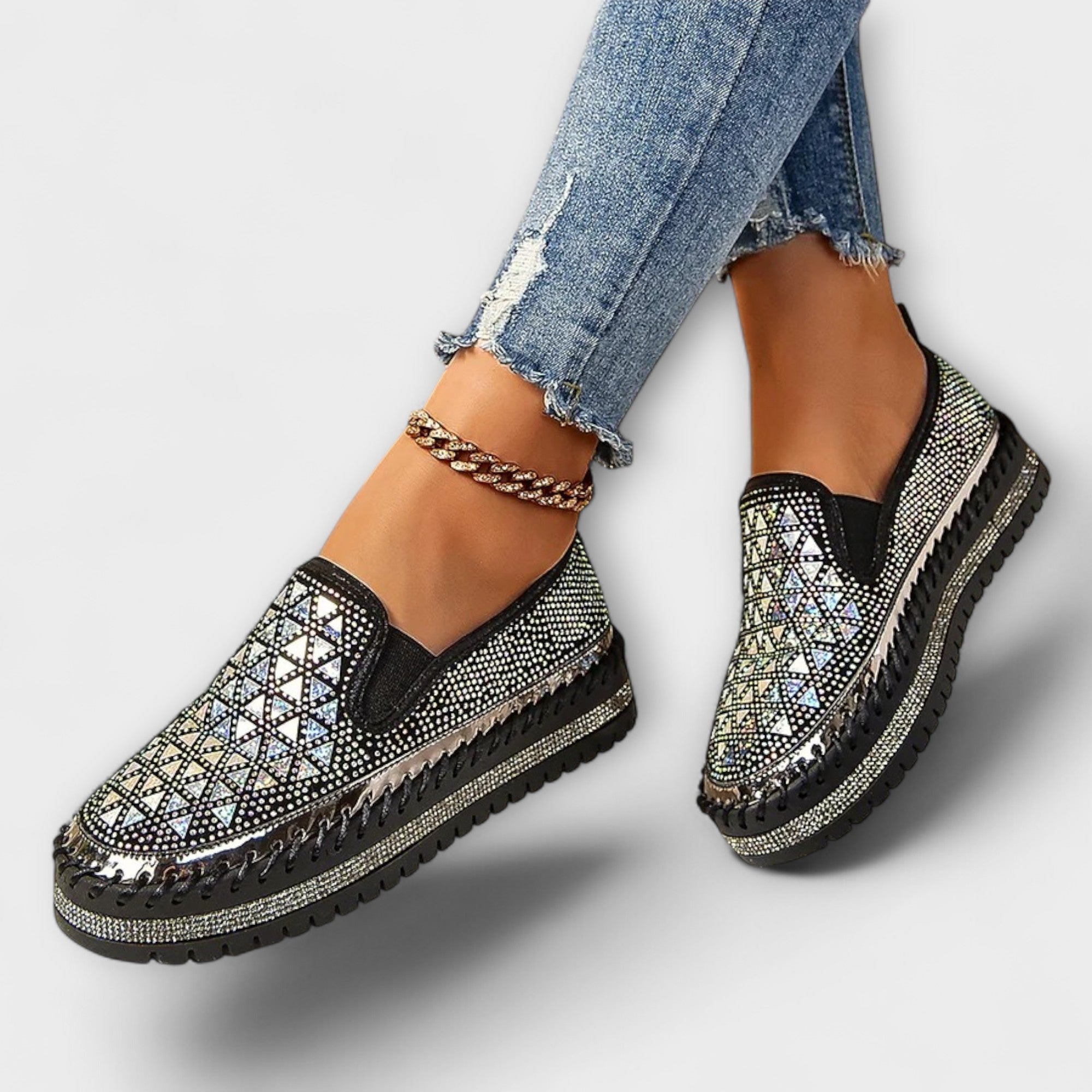 Walburga - Espadrille-Slipper mit Strass