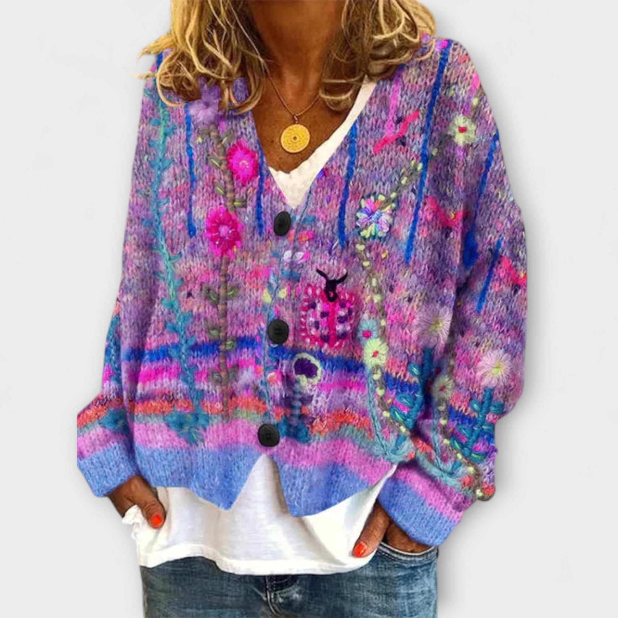 Belle - Bunter Vintage-Strickblazer