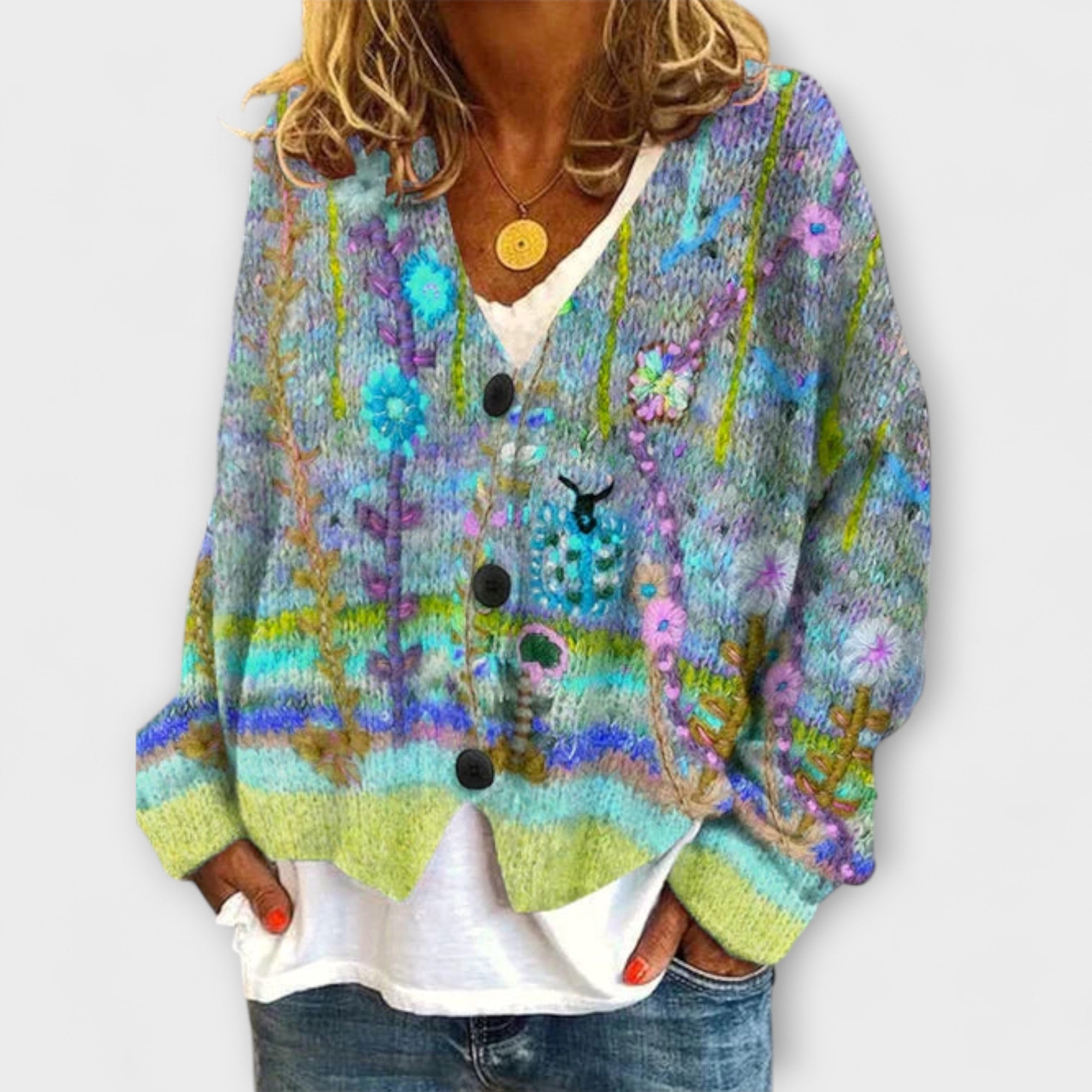 Belle - Bunter Vintage-Strickblazer
