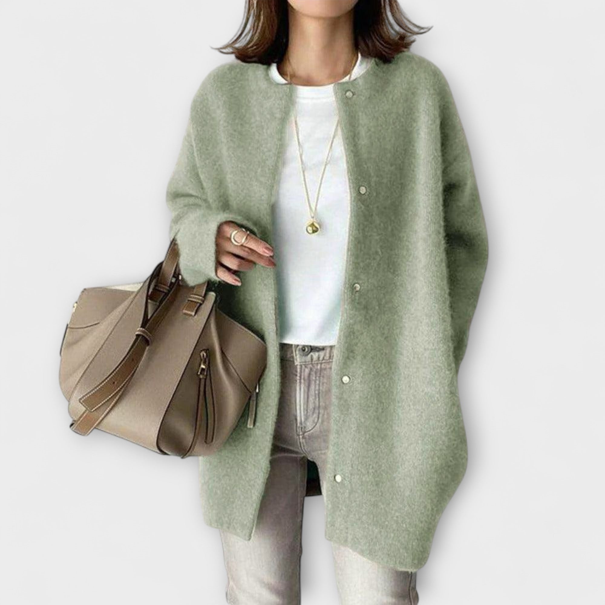 Amy - Beige gemütliche Relaxed-Fit-Jacke