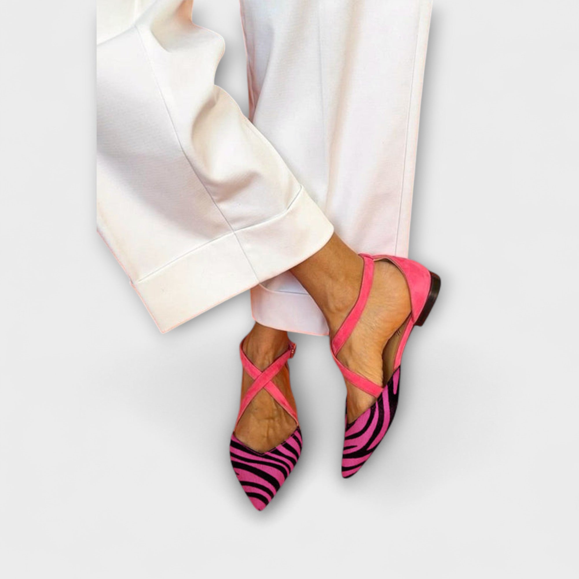 Sieghild - Zebra-Slingbacks in Pink