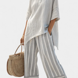 Clarisse - Asymmetrisches Blusen-Set mit Streifen