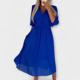 Nia - Blaues stylisches Wickelkleid