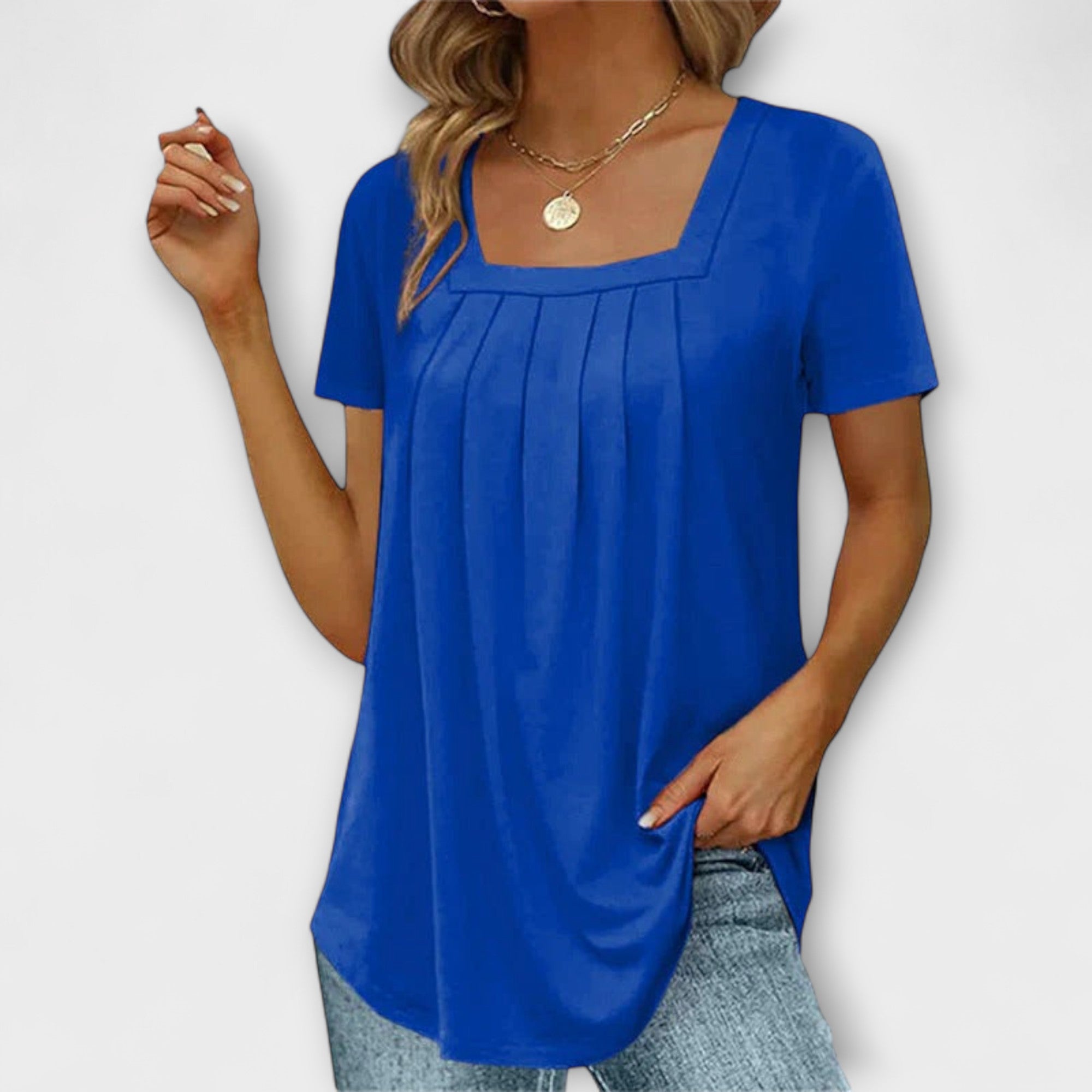 Annie - Weisse Bluse mit eckigem Ausschnitt
