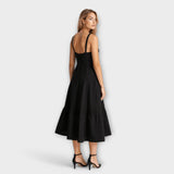 Kiana - Cremefarbenes Korsett-Midikleid mit Blümchen