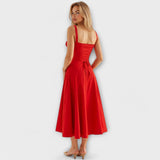 Kiana - Cremefarbenes Korsett-Midikleid mit Blümchen
