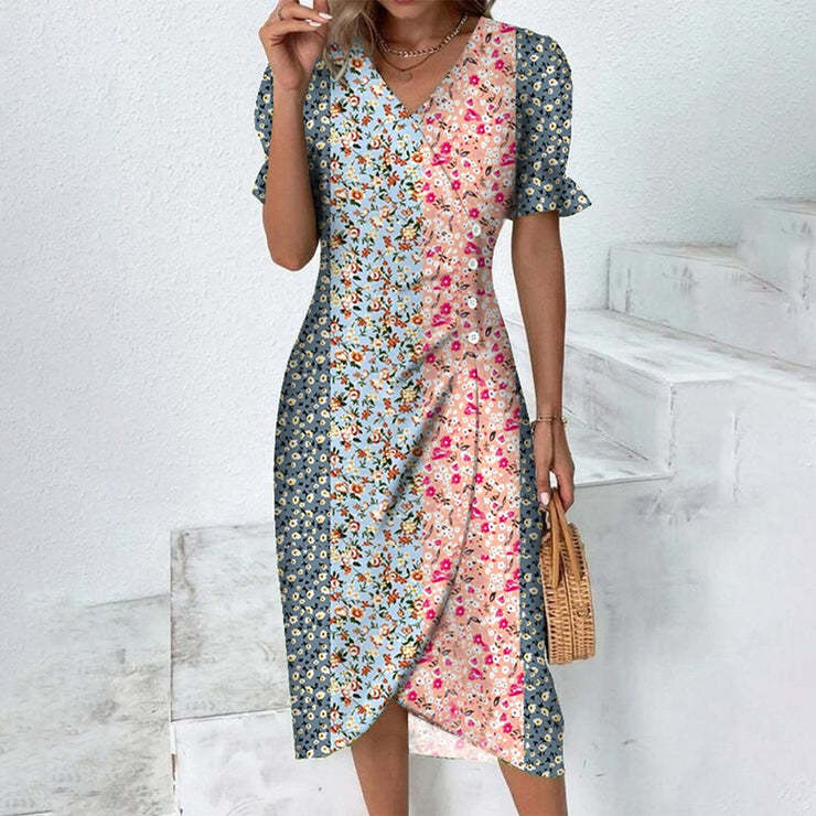 Rita - Graues Wickelkleid mit Tupfenmuster