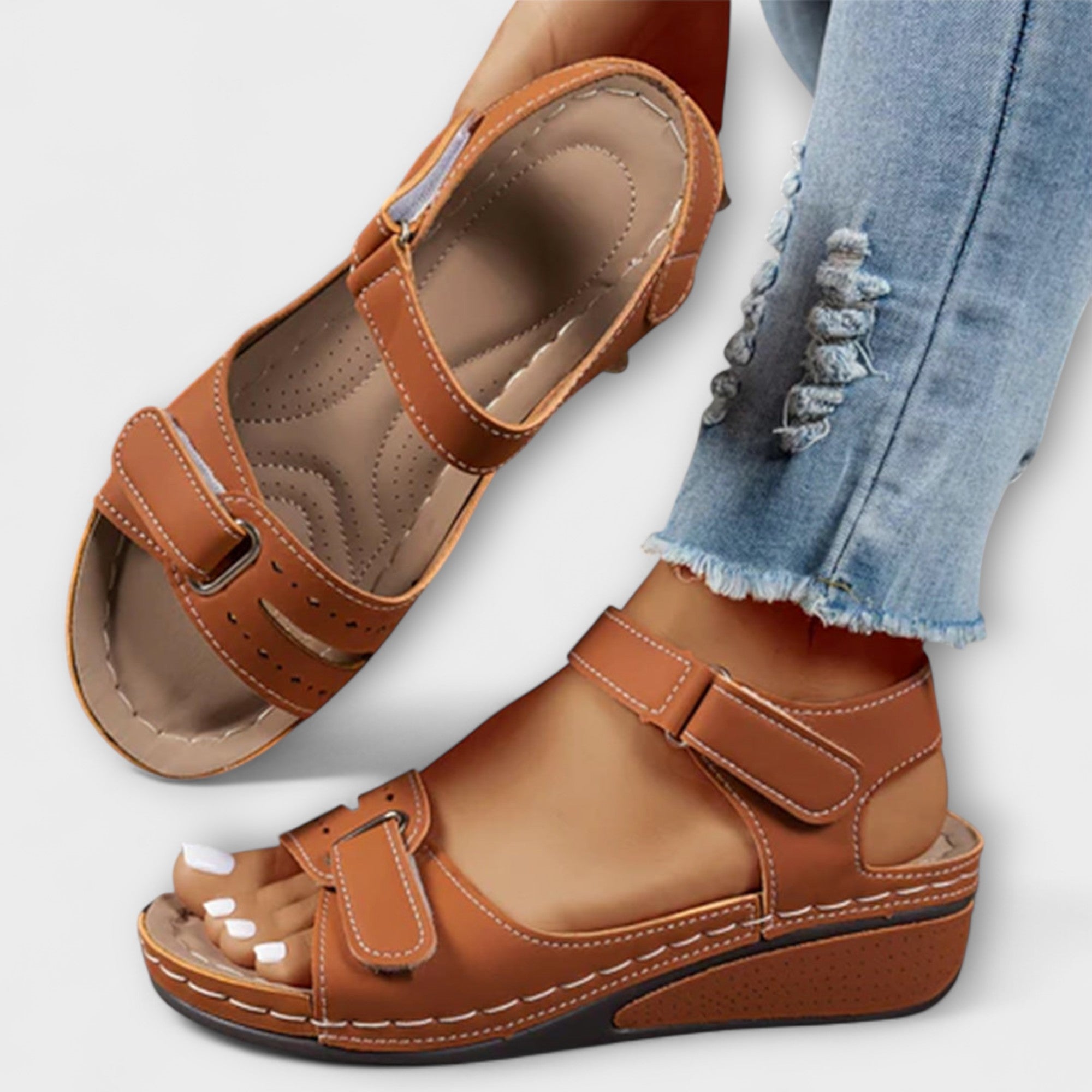 Sieglind - Grüne Klett-Sandalen