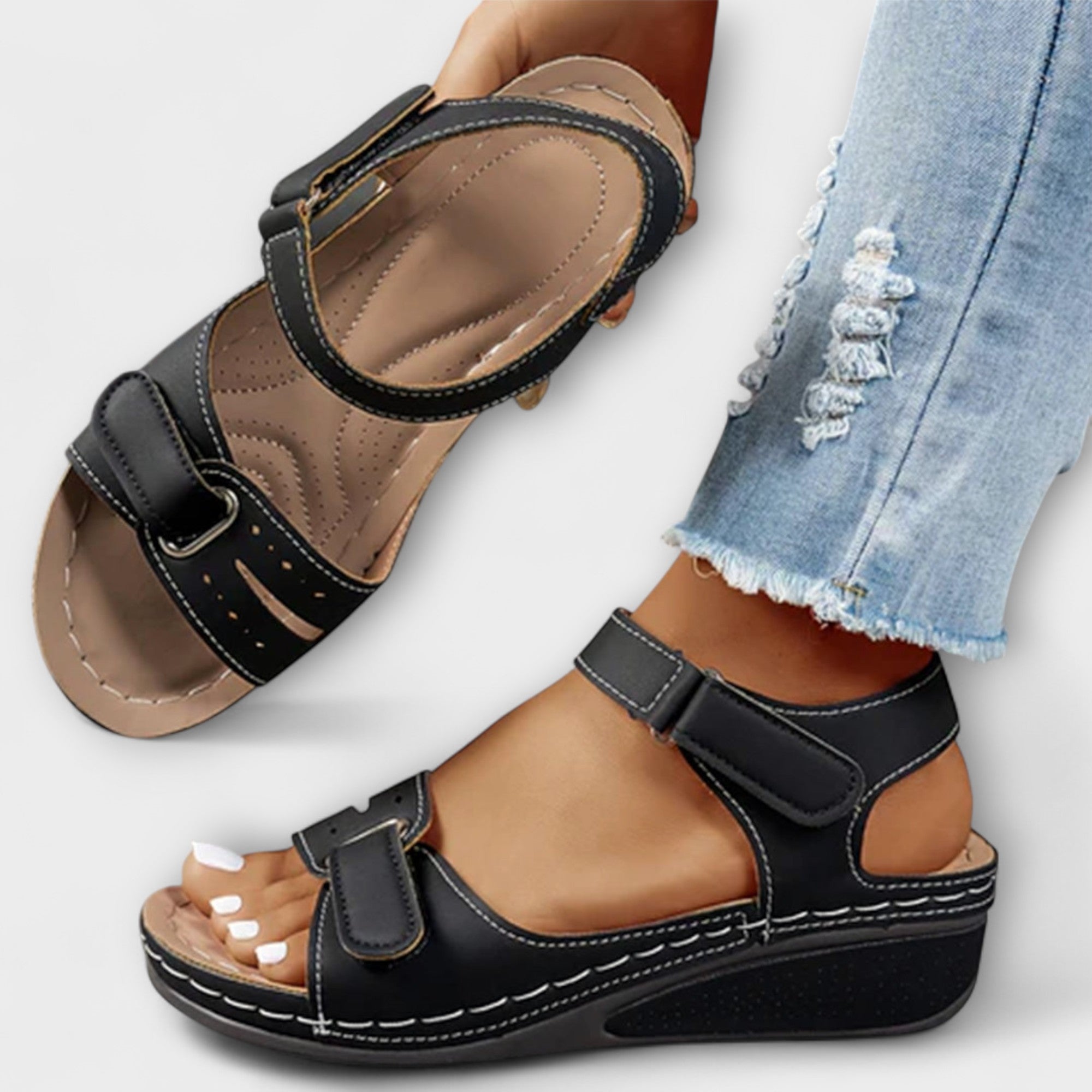 Sieglind - Grüne Klett-Sandalen