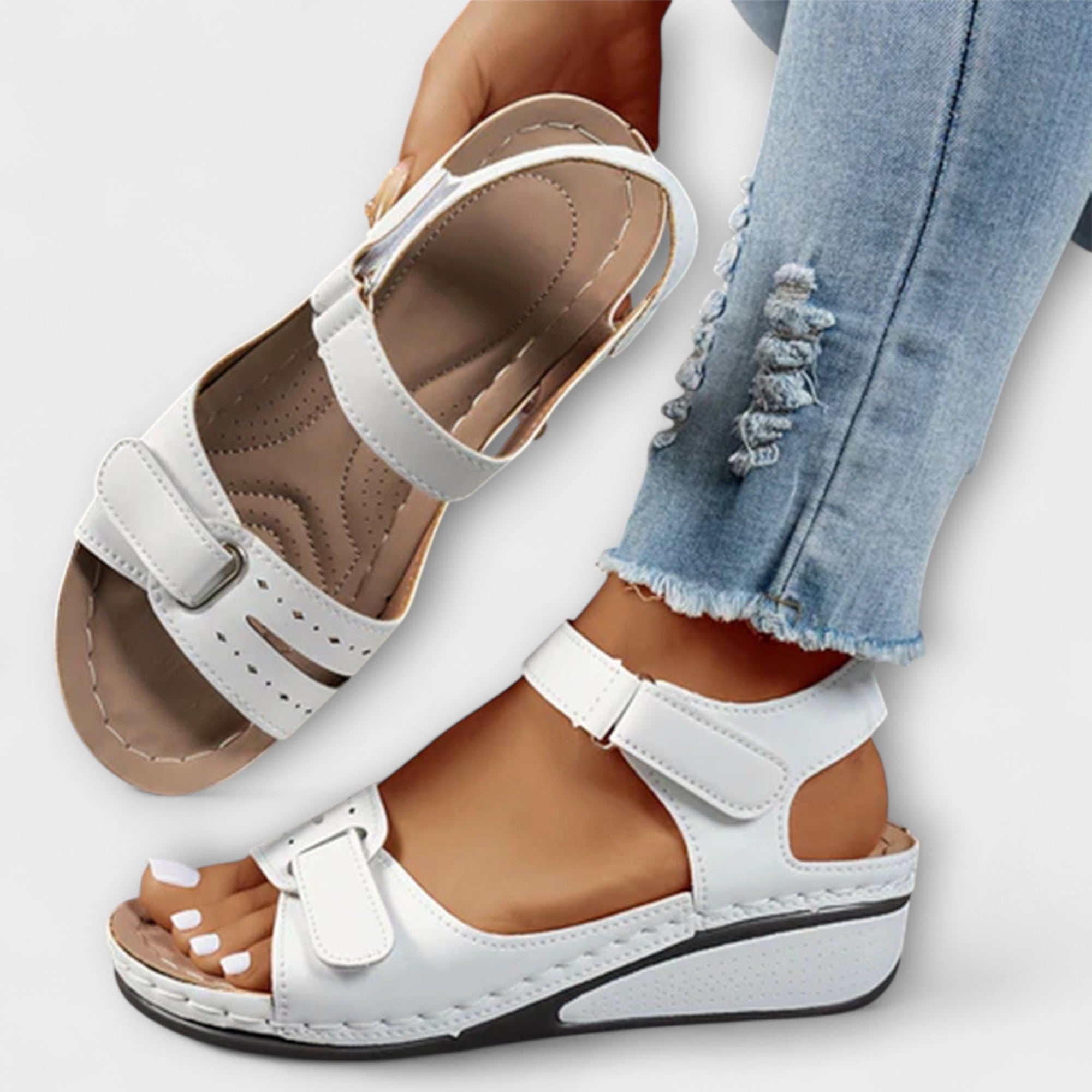 Sieglind - Grüne Klett-Sandalen