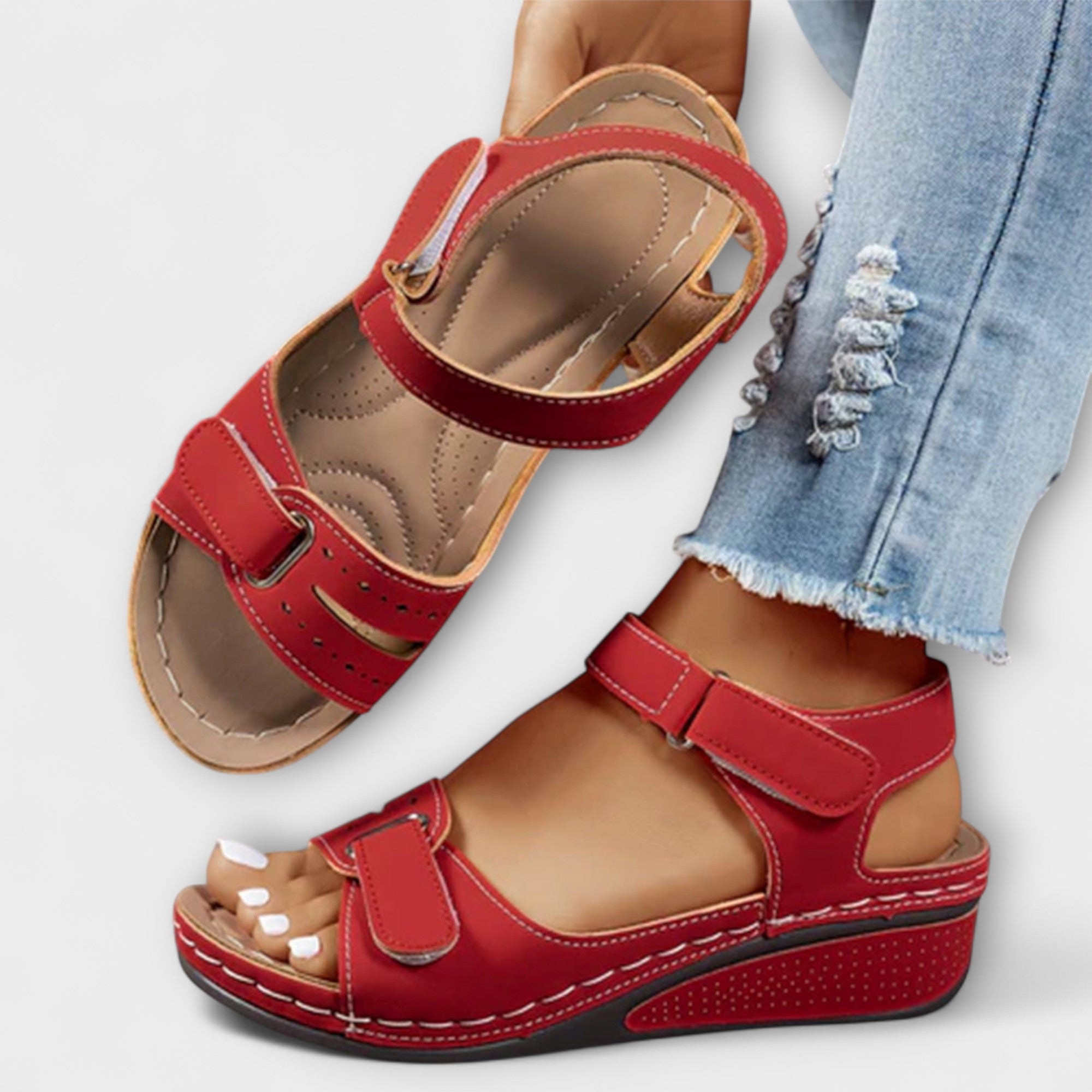 Sieglind - Grüne Klett-Sandalen