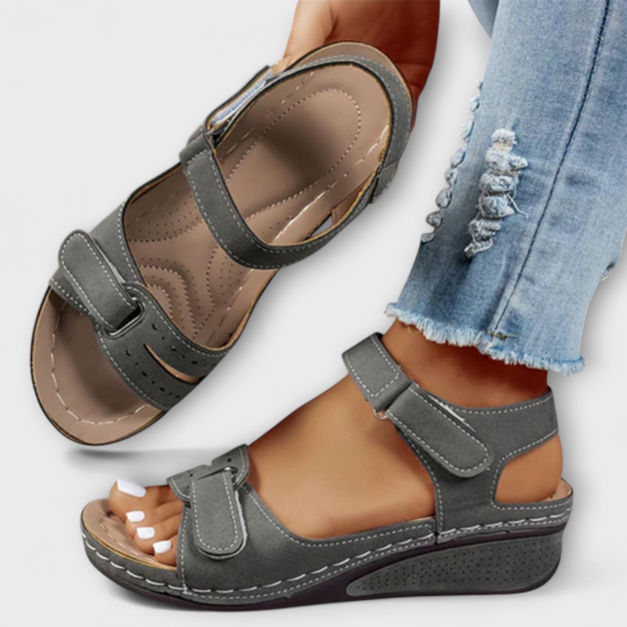 Sieglind - Grüne Klett-Sandalen