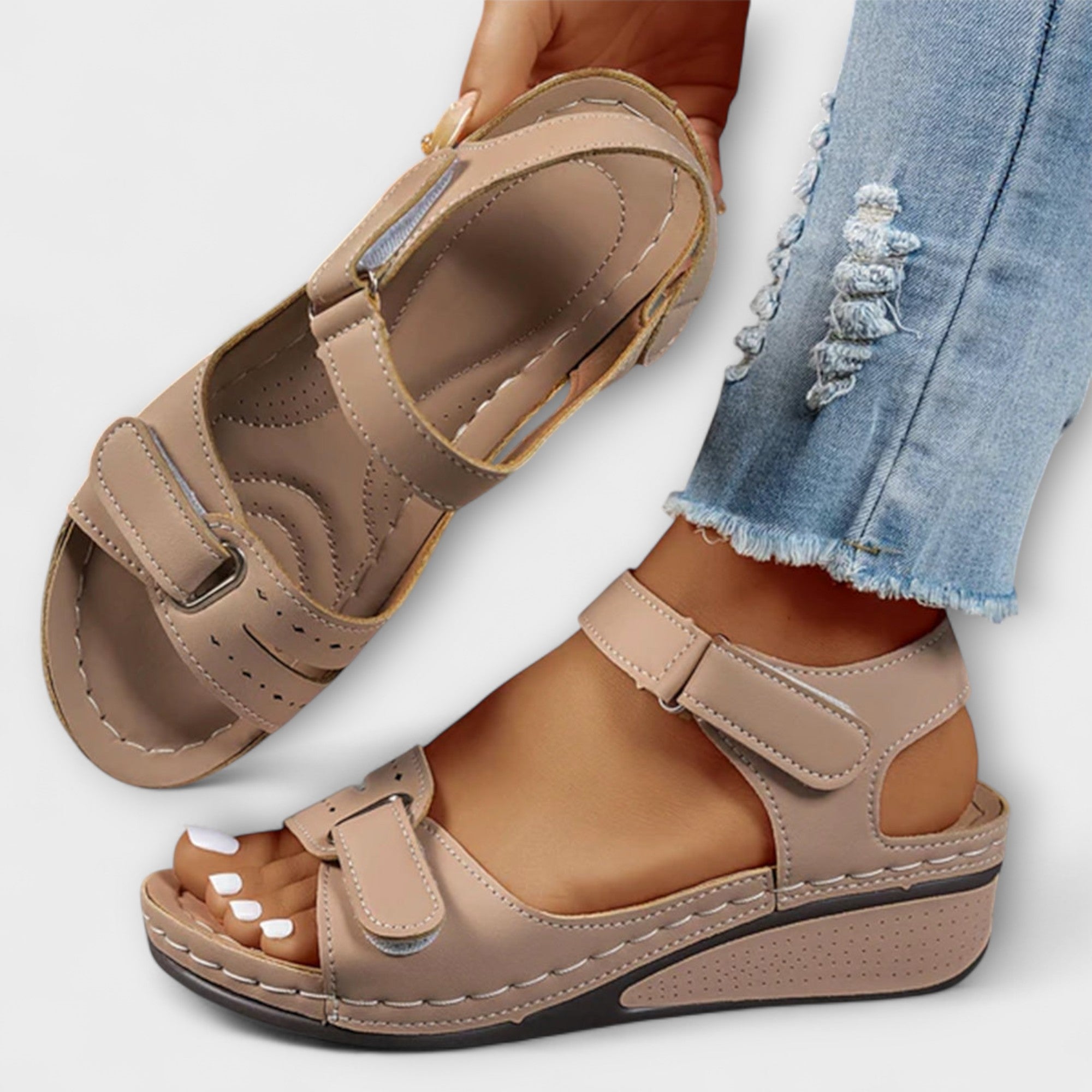 Sieglind - Grüne Klett-Sandalen