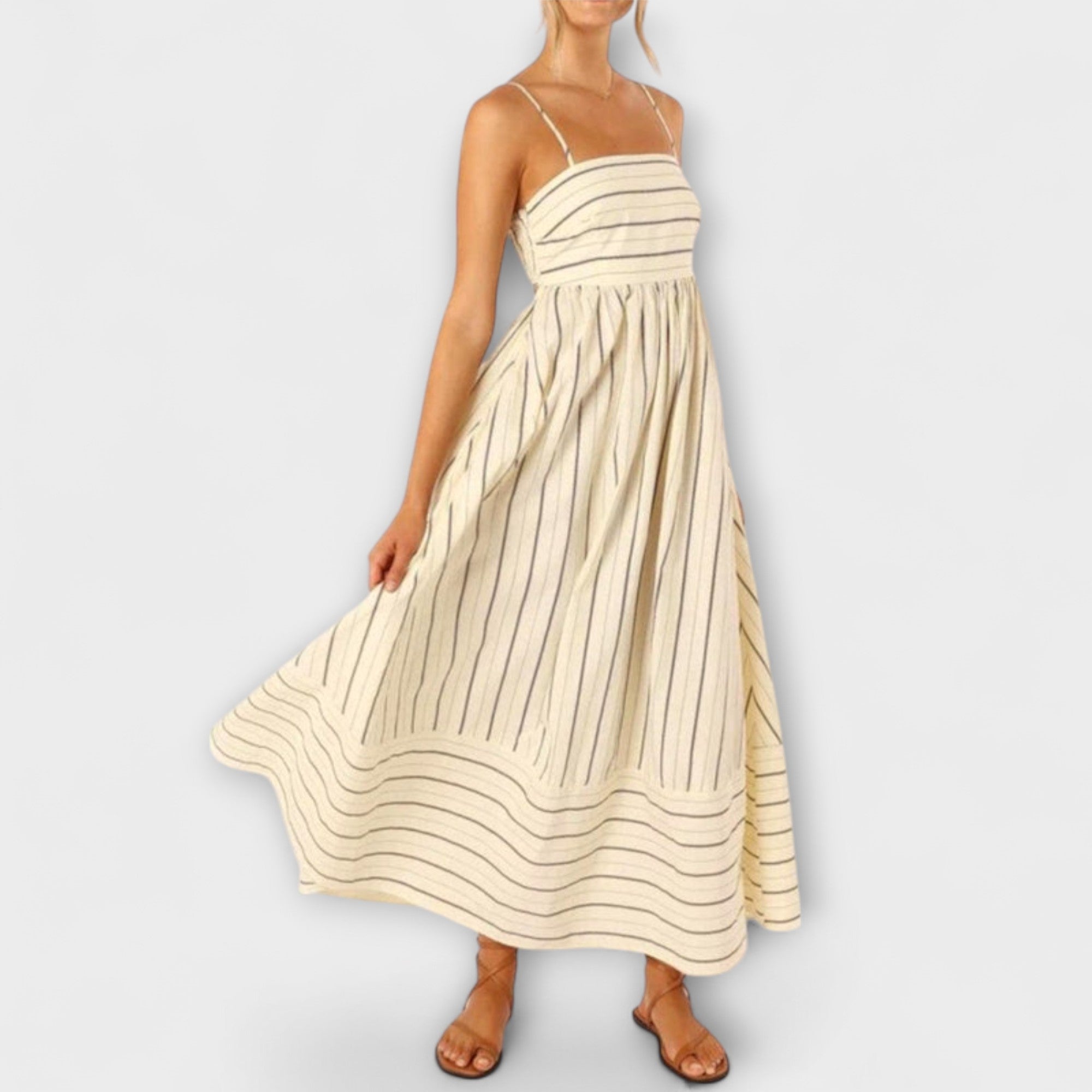 Svea - Rosa gestreiftes Maxikleid